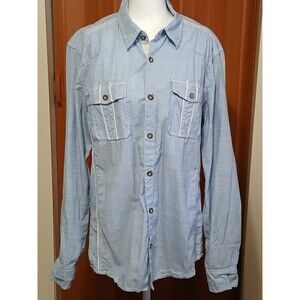 Mens BKE Buckle Standard Fit  Long Sleeve Shirt Large Light Blue 100%Cotton
